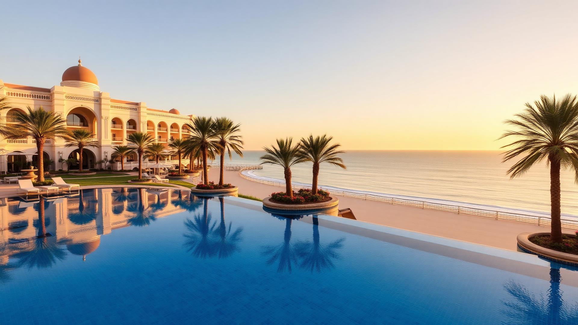 Luxury infinity pool overlooking the Arabian Gulf at an Abu Dhabi resort