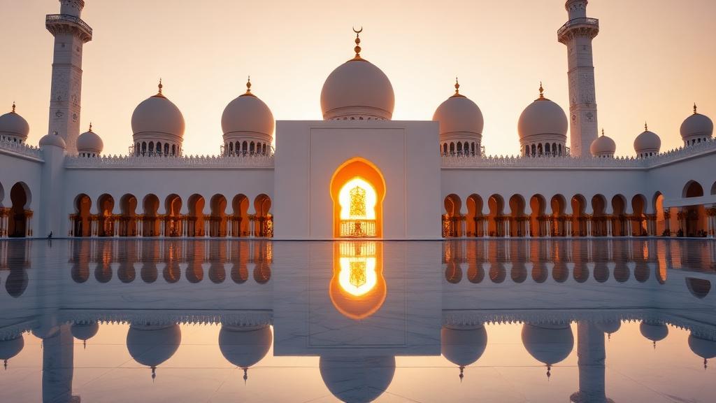 Sheikh Zayed Grand Mosque Abu Dhabi at golden hour