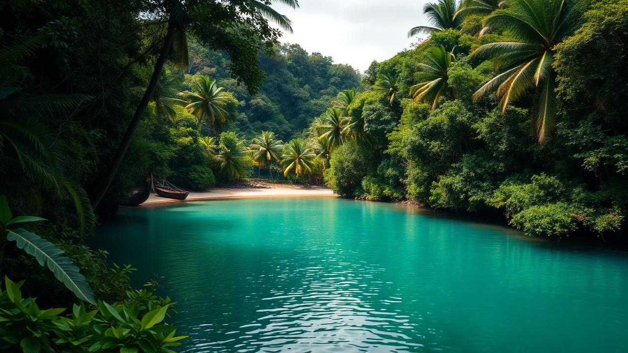 Secluded beach cove along the Central American Caribbean coast