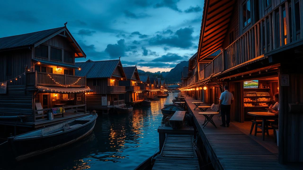 Fisherman's Village in Bophut with lantern-lit restaurants along the waterfront