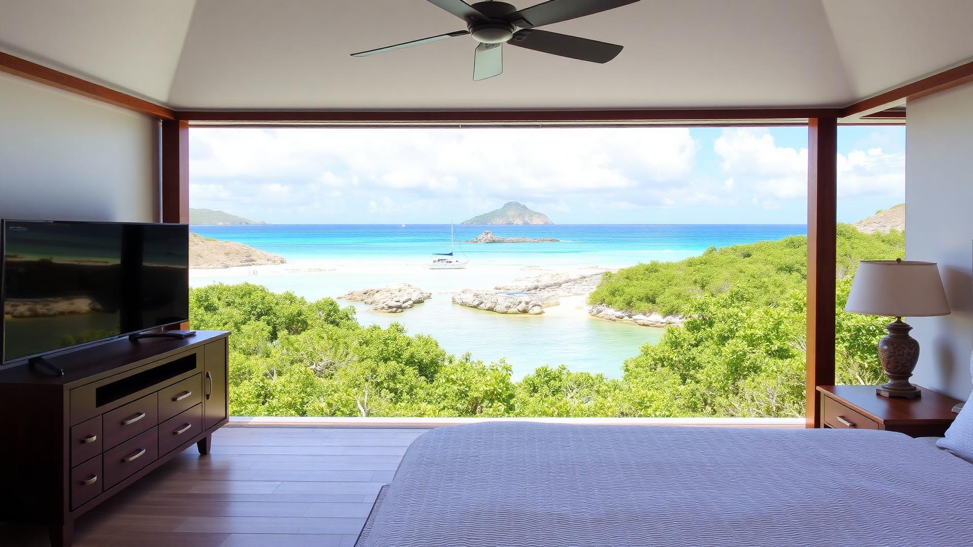 Luxury resort room with panoramic ocean view in BVI