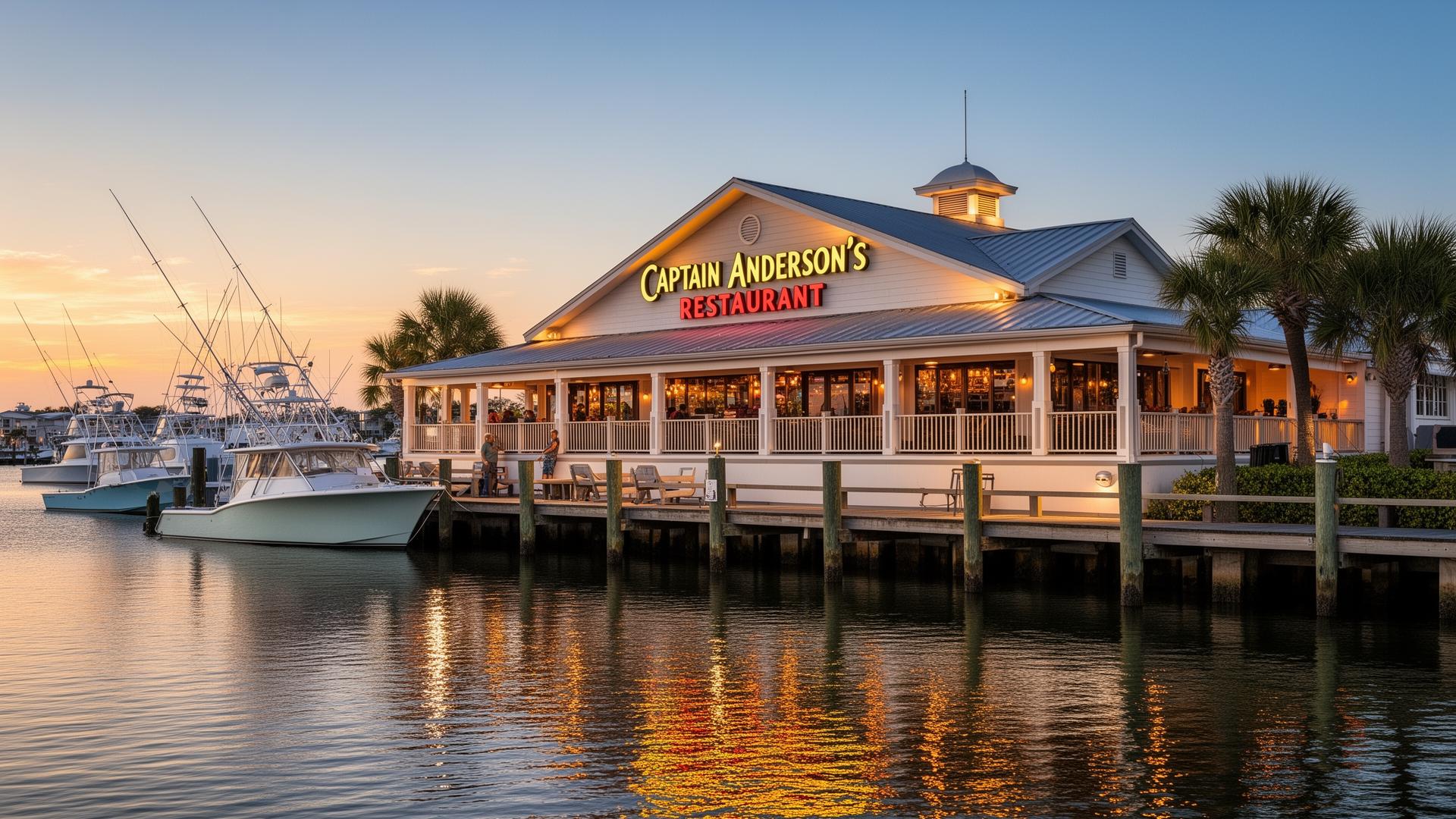 Captain Anderson's waterfront seafood restaurant on Grand Lagoon in Panama City Beach