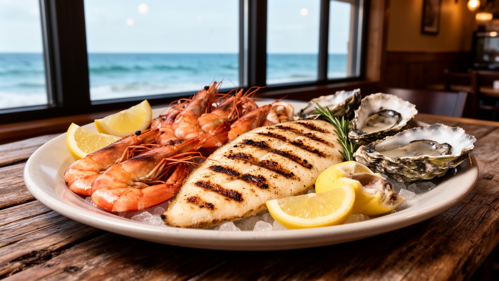 Fresh Gulf seafood plated at Captain Anderson's in Panama City Beach