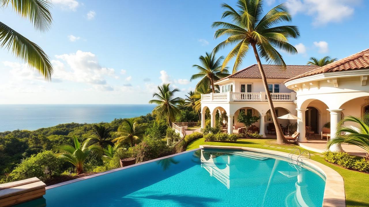 Luxury Caribbean resort villa with private pool and Montego Bay ocean view