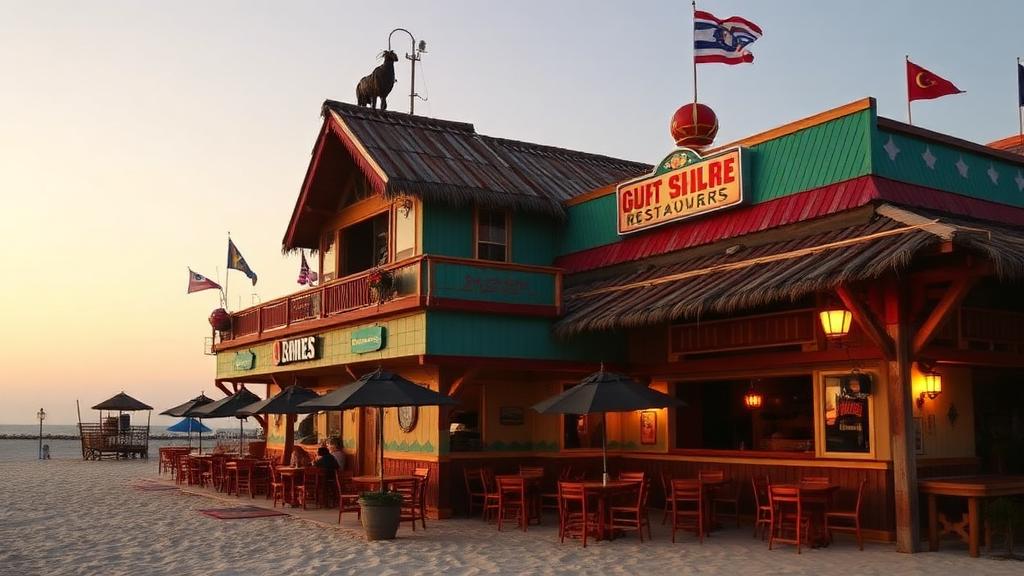 Colorful beachfront restaurant and bar at Gulf Shores Alabama