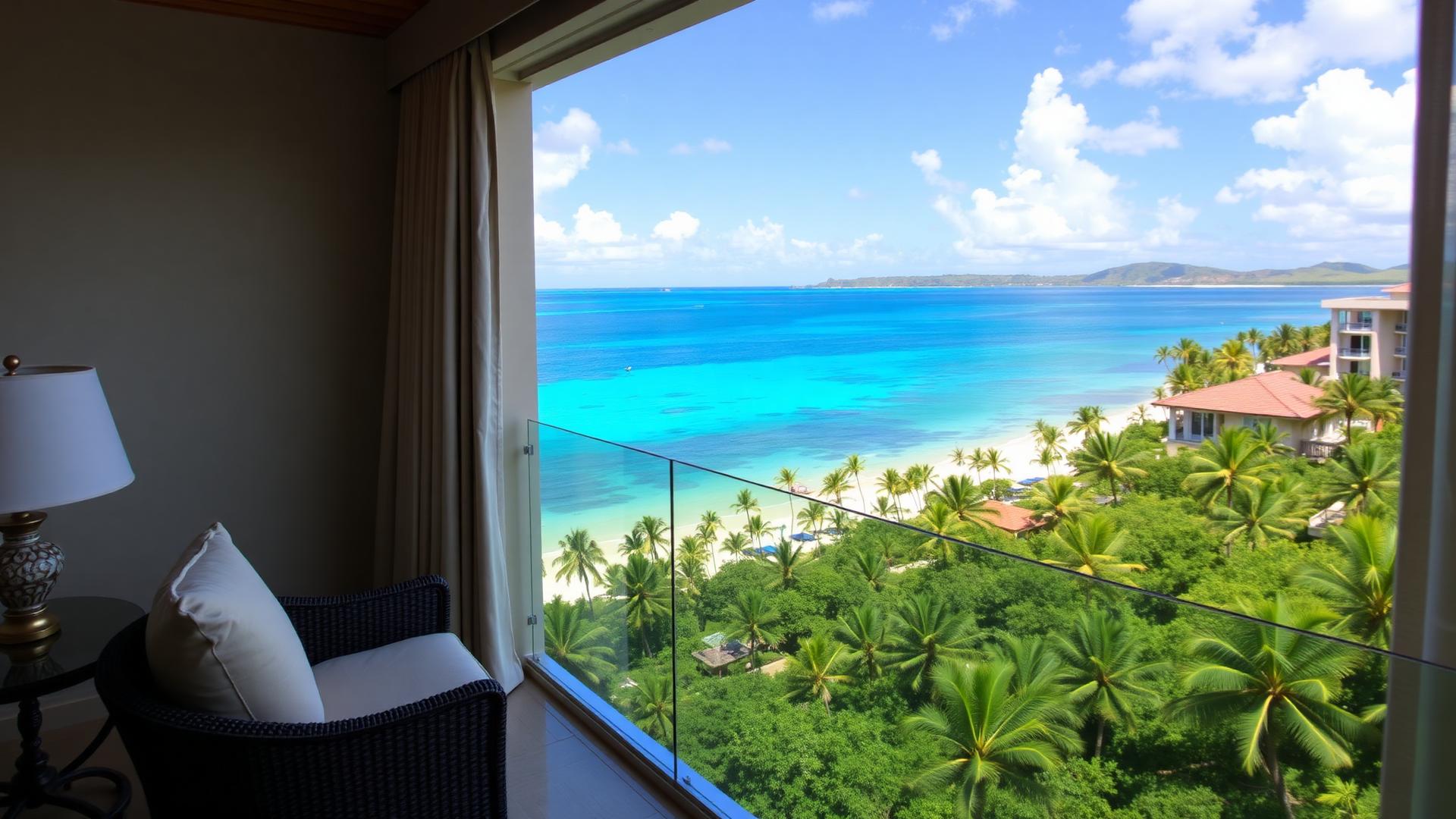 Luxury suite balcony view at Montego Bay Jamaica resort overlooking Caribbean
