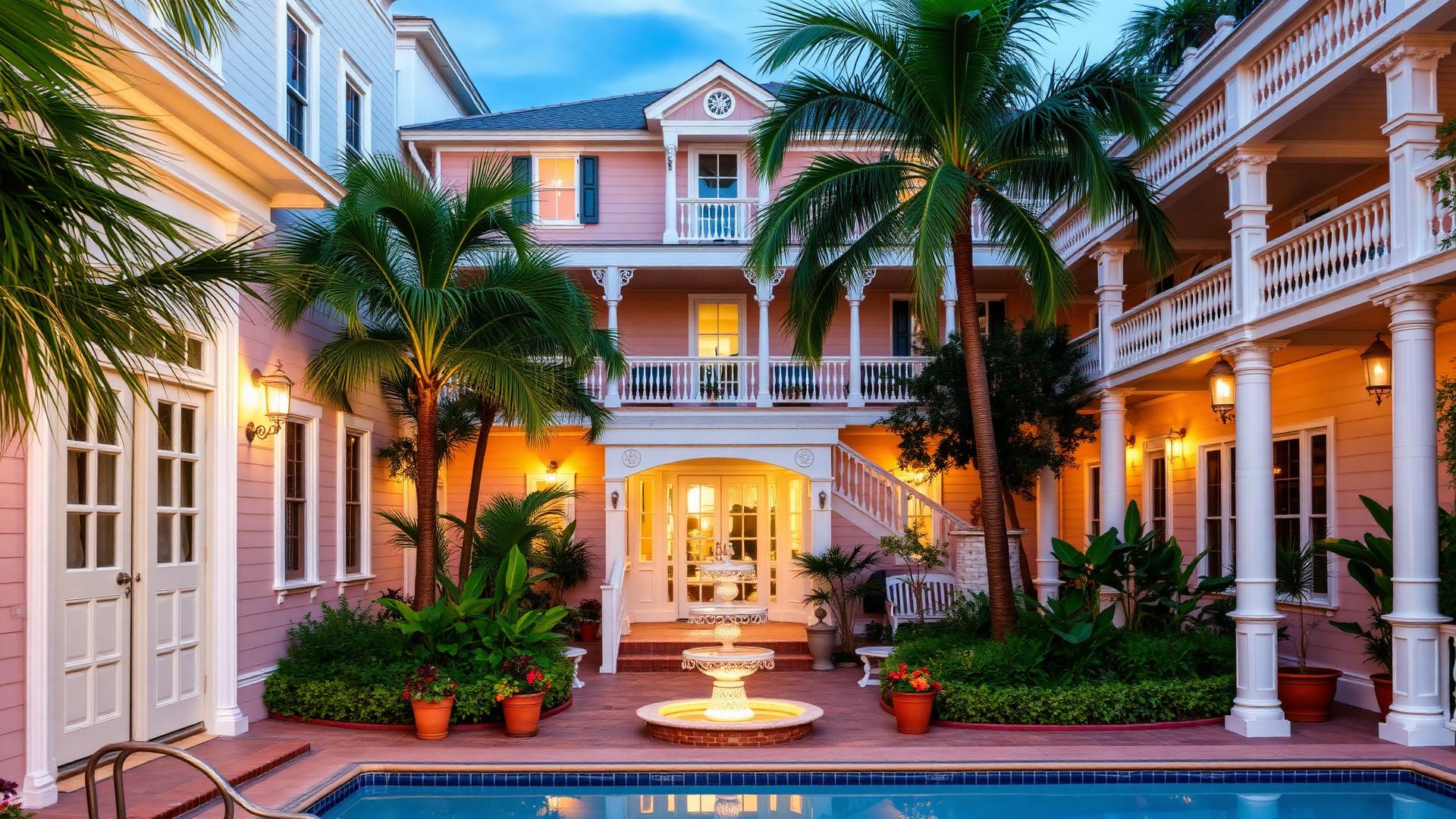 Luxury oceanfront resort in Key West with tropical gardens