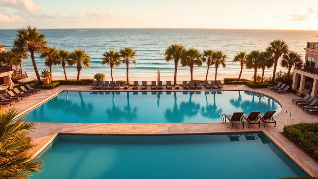 Luxury resort pool overlooking the Atlantic Ocean at Amelia Island