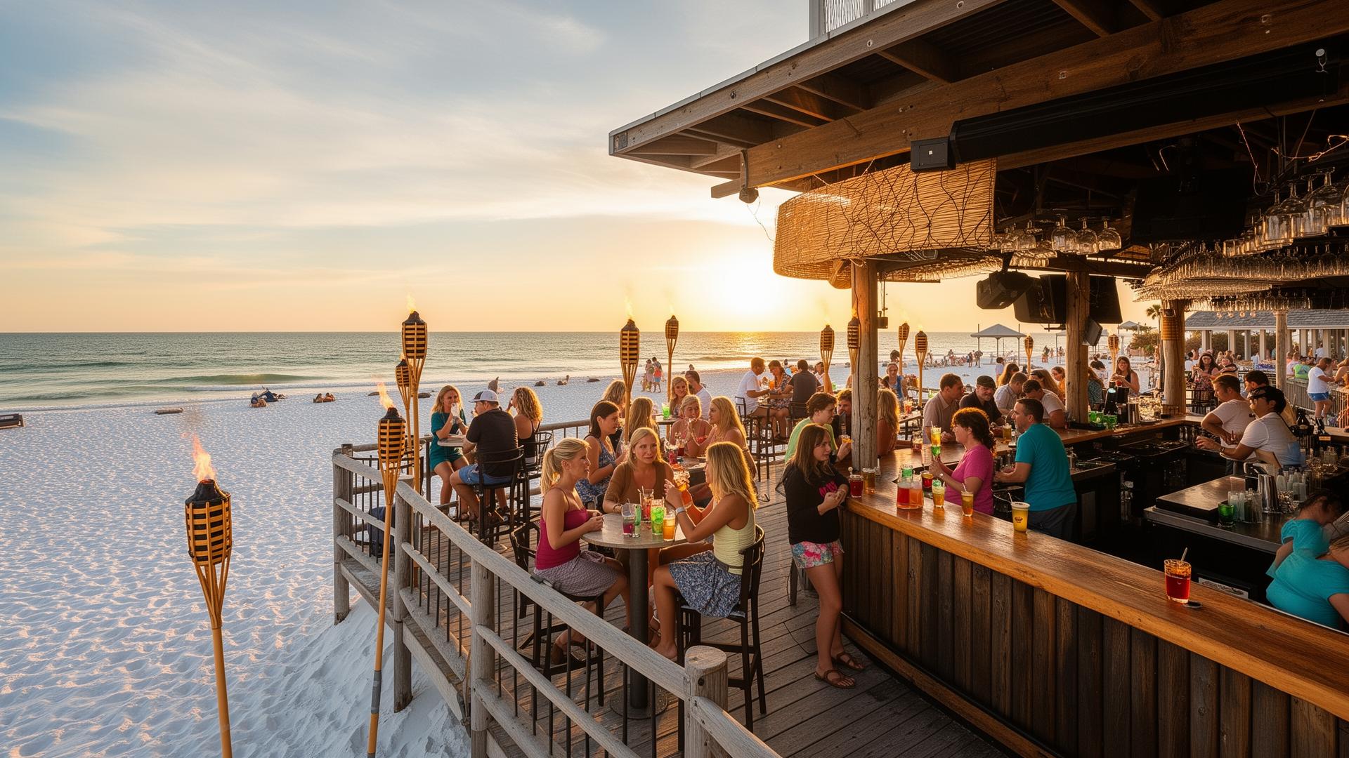 Schooners beach club on the sand in Panama City Beach with Gulf of Mexico views