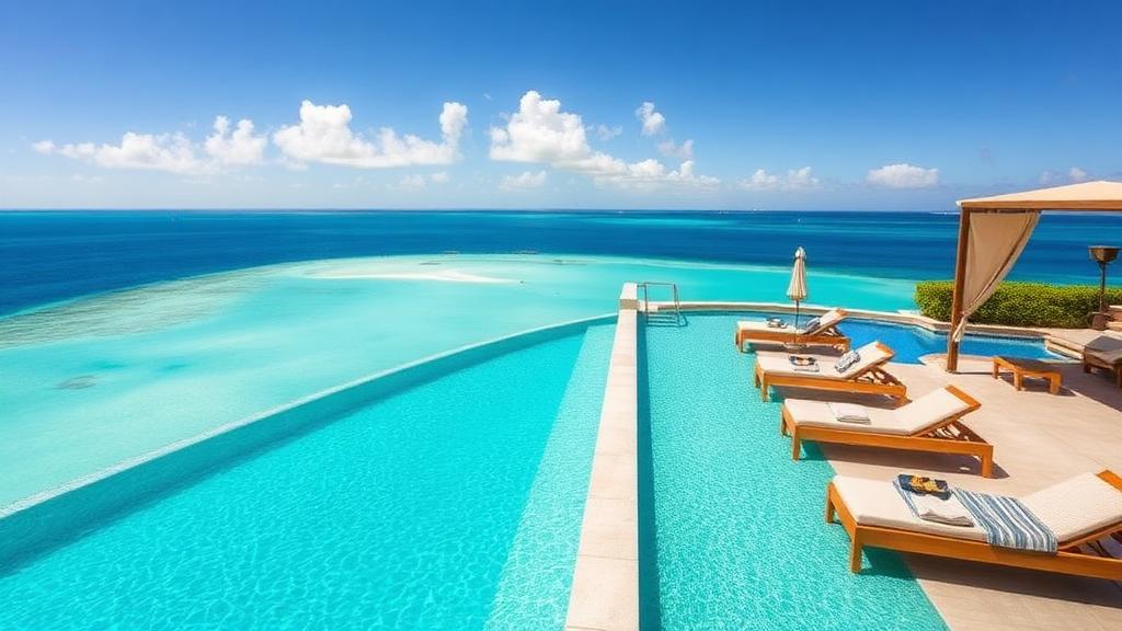 Infinity pool overlooking Grace Bay Beach turquoise waters