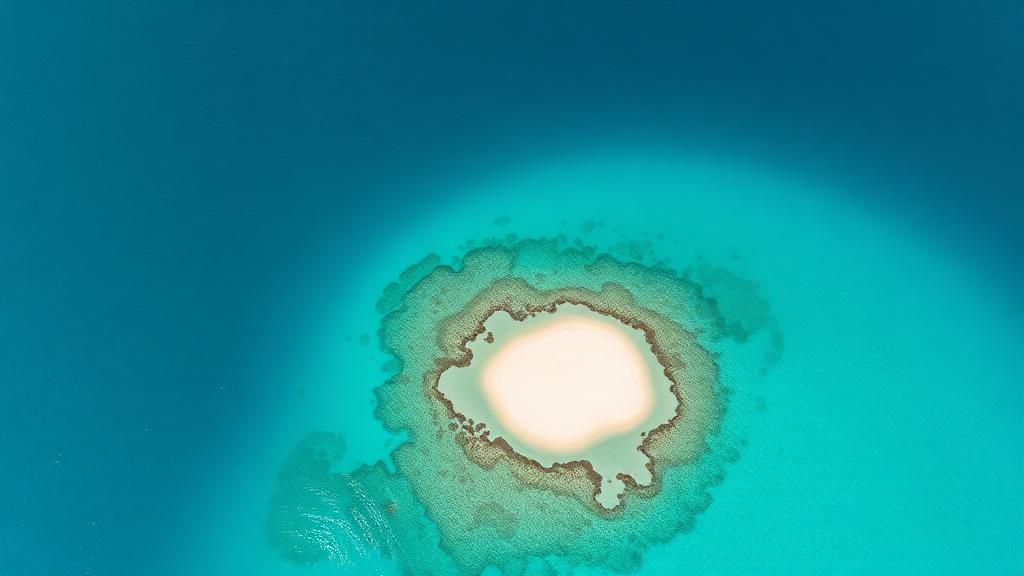 Aerial view of Belize barrier reef caye