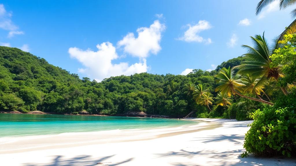 Costa Rica Pacific beach with jungle backdrop