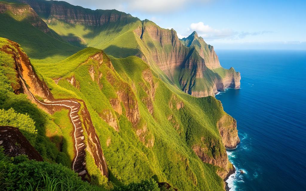 Madeira Portugal dramatic volcanic cliffs and Atlantic ocean