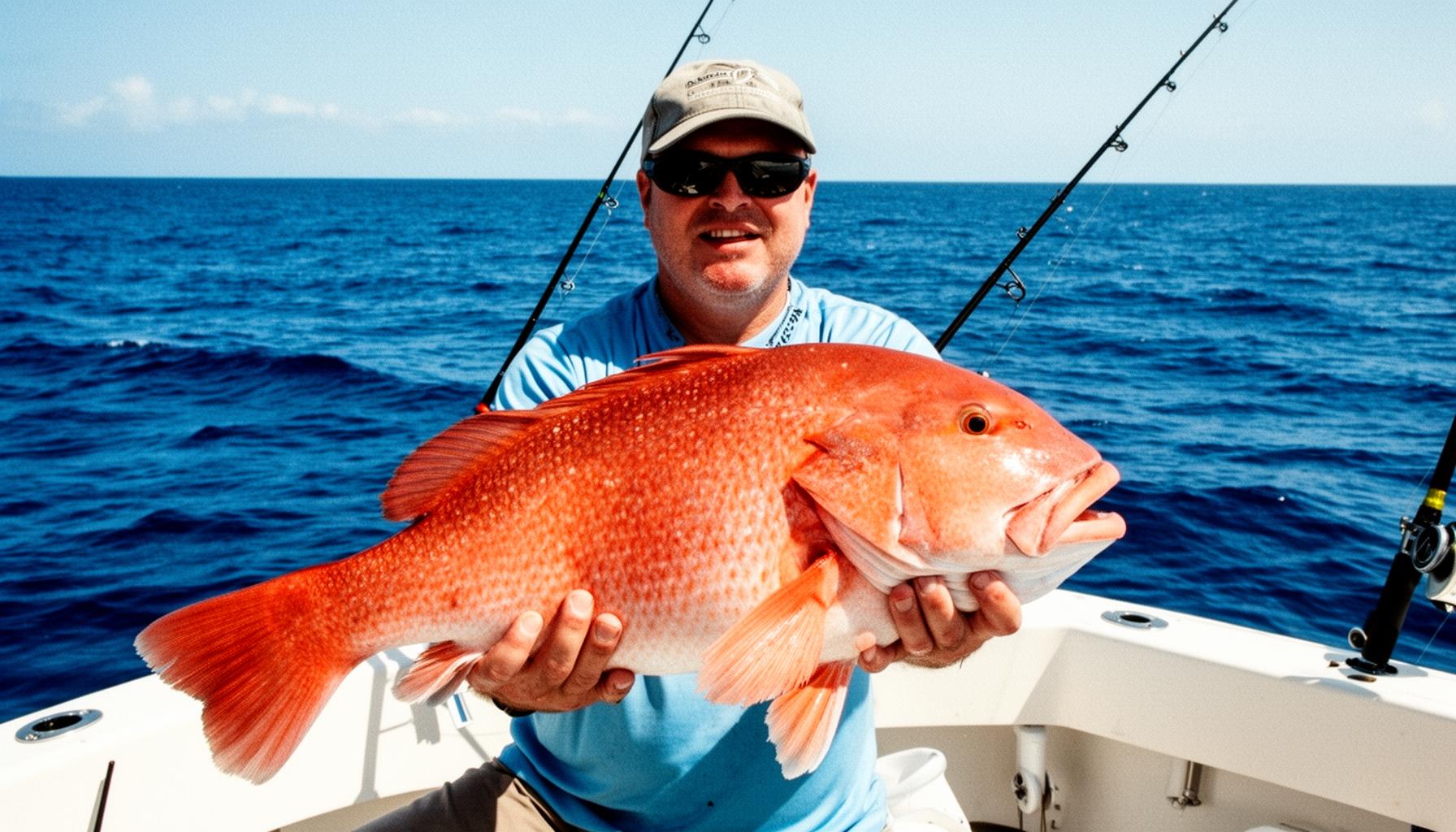 Red snapper catch on a Gulf of Mexico charter boat during summer season