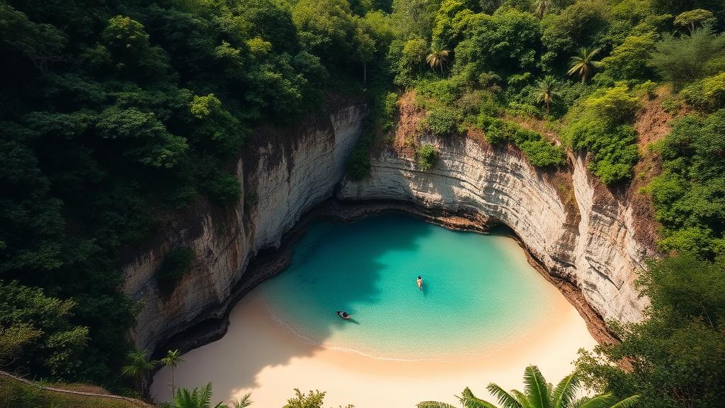 Hidden cove beach in Central America