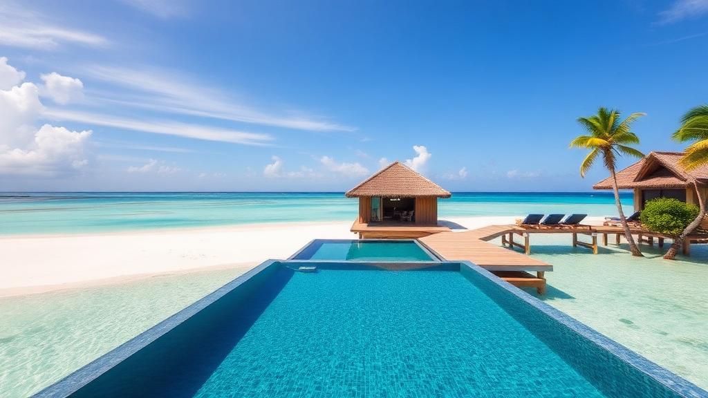 Luxury overwater resort with infinity pool