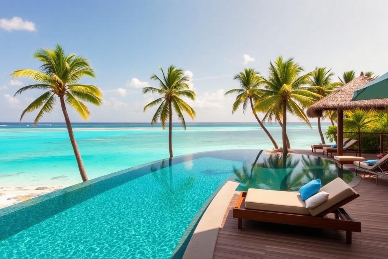 Luxury overwater villa with infinity pool in the Maldives