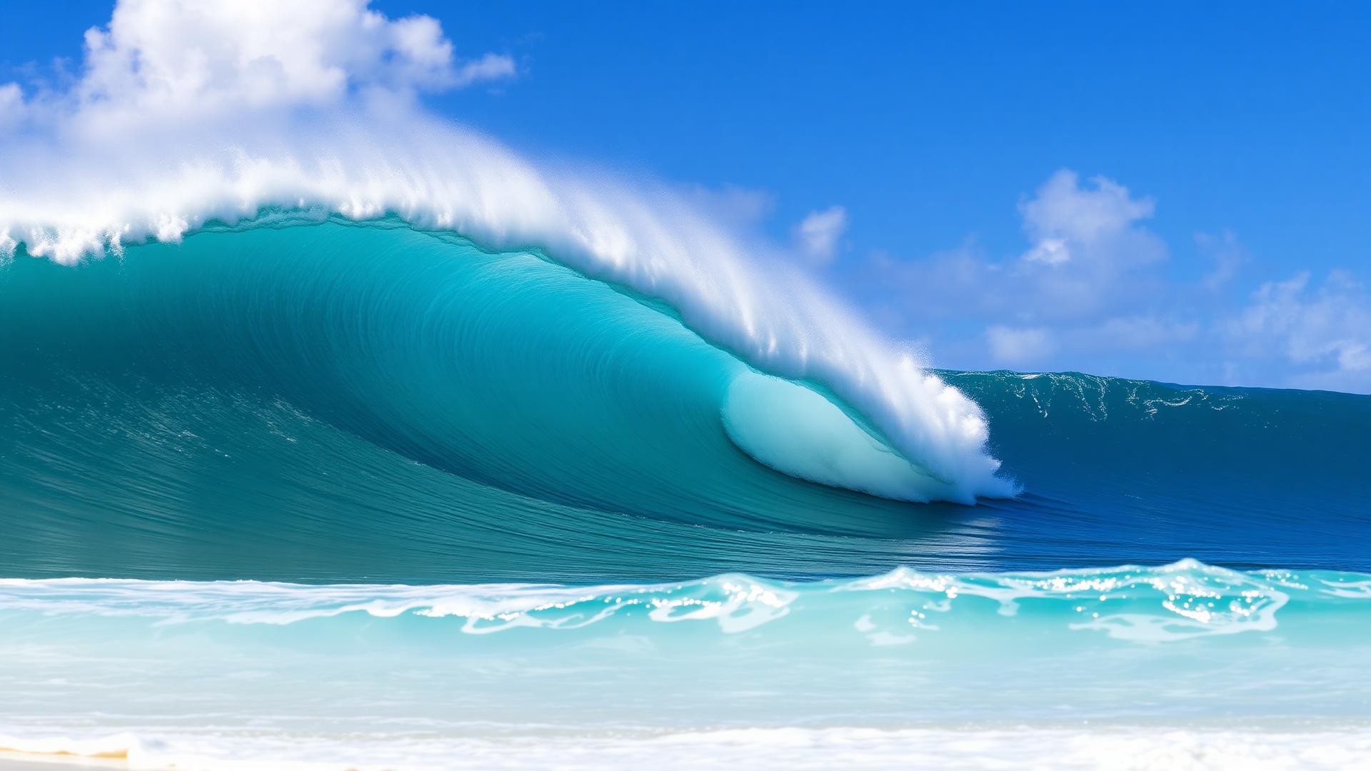 Massive barrel wave at Pipeline on Oahu North Shore Hawaii
